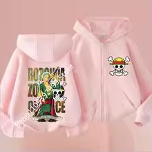 2026 Yeni Çocuk Anime One Piece Luffy Fermuarlı Kapüşonlu Ceket 3-12 Yaş Günlük Uzun Kollu Sweatshirt Sonbahar