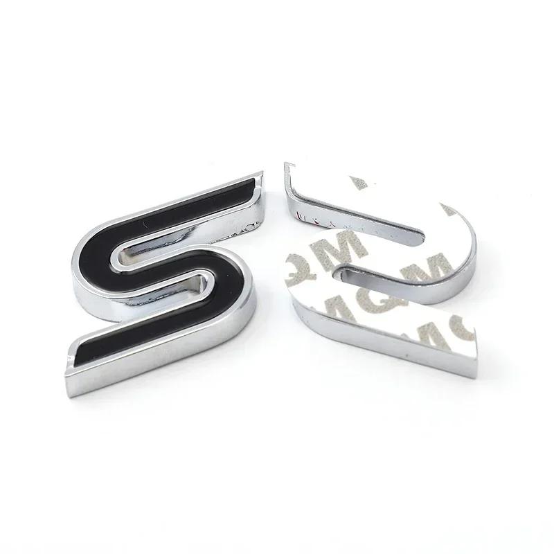 Hkwmg3 3D Metal S Logo Front Grille Emblem Badge Car Rear Trunk Stickers For Ford Focus Fiesta Escape Ecosport Kuga Mondeo Accessories
