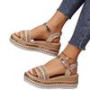 Spot 2026 Summer New Large Buckle Slope Heel Fashionable and Comfortable Thick Bottom Bright Face Women's Sandals