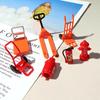1 Set Dollhouse Simulation Fire Hydrant Handling Tool Miniature Hand Trolley Forklift Mini Platform Cart Toy Construction Props