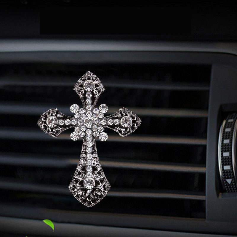 Inlaid Diamond Cross Style Car Air Conditioning Outlet Perfume Car Perfume Car Interior Accessories Car Fragrance