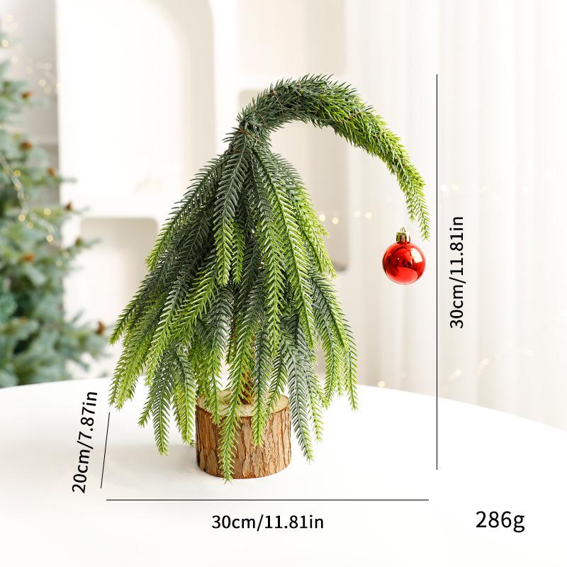 1pcs Wood PE Christmas Tree Ornament with PVC Red Berries Burlap Base Mini Holiday Scene Decor for Tabletop Desktop Ornaments
