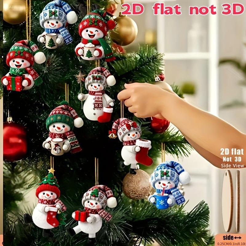 Festive Christmas Snowman Gift Holding Hanging Ornaments 10Pcs Random Assorted Decor for Xmas Tree Wedding Holiday Party Decor
