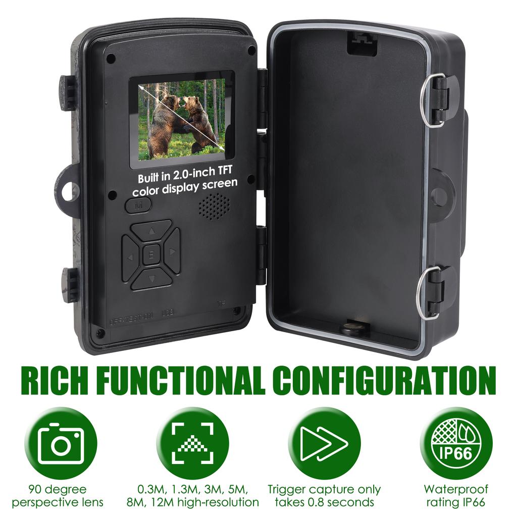 Mini HD Hunting Camera PIR Infrared Night Vision IP66 Waterproof Trail Camera for Outdoor Wildlife Monitoring and Scouting