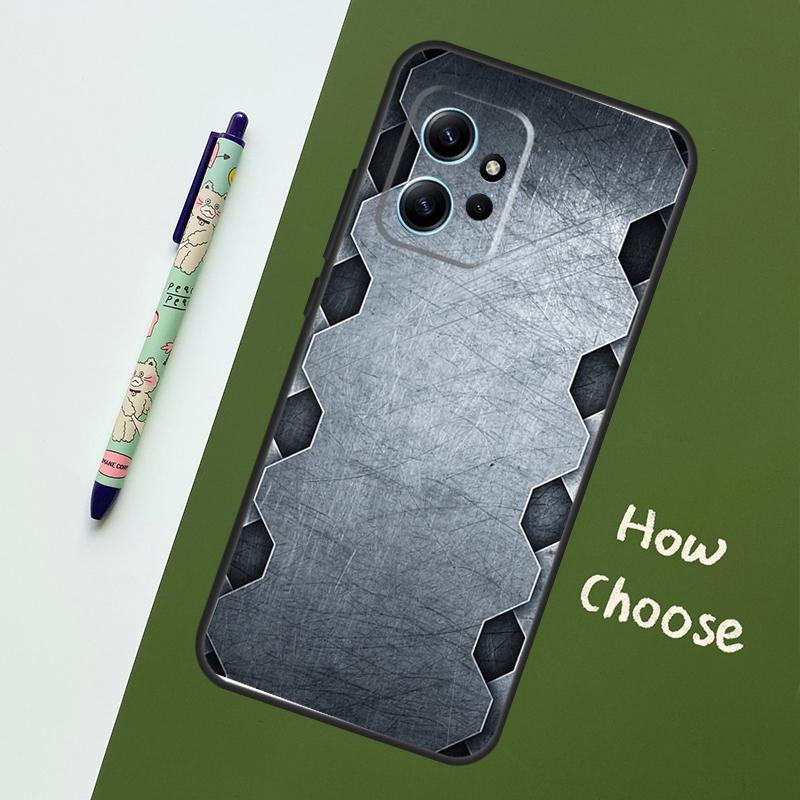 Steel Iron Metal Pattern Case For Xiaomi Redmi Note 12 11 10 9 Pro 12S 11S 10S 9S Back Cover For Redmi 12 9C 10C 12C