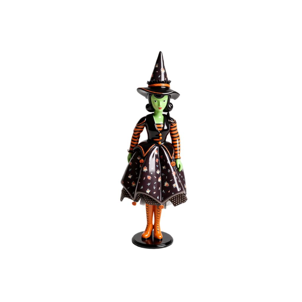 Witch Figurine Halloween Decoration, Resin and Fabric Tabletop Decor for Shelf Mantel Home