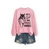 Womens Oversized Long Sleeve Hoodie Top With Horse Lover Graphic Print Cotton Blend Casual Sweatshirt Winter