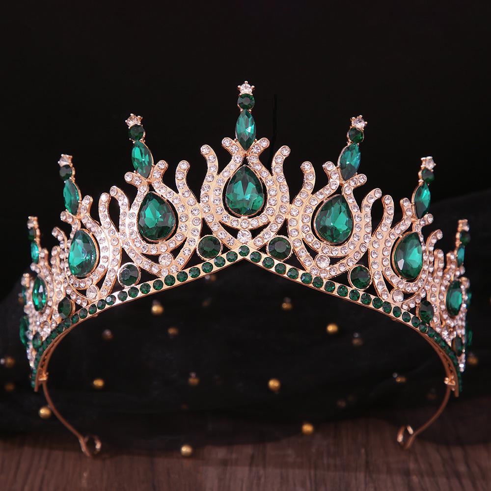 DIEZI 19 Colors Baroque Opal Crystal Tiara Crown For Women Girls Wedding Party Elegant Luxury Rhinestone Crown Hair Jewelry