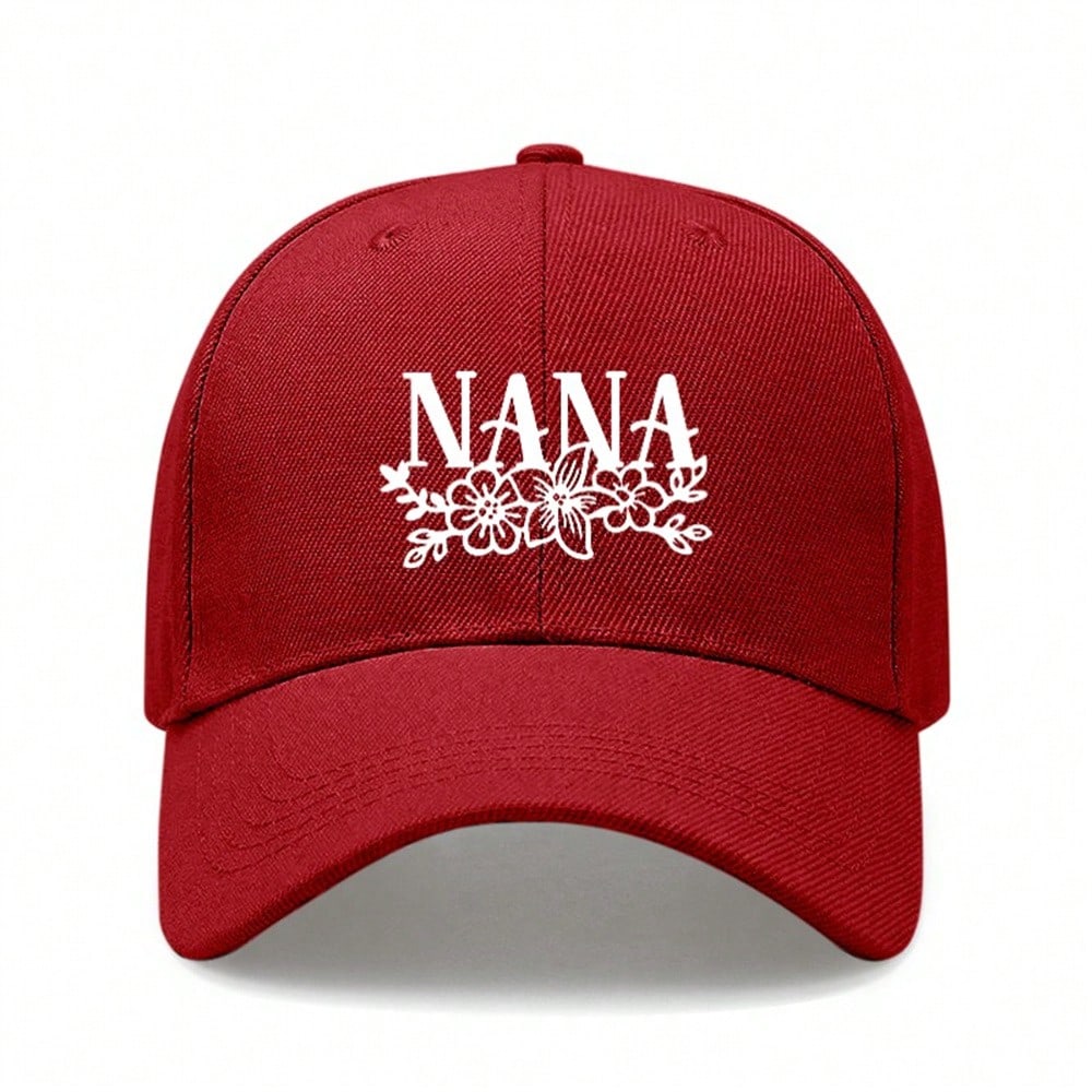 Black Baseball Cap - Letter "NANA" Print Polyester Adjustable Breathable Curved Brim Sun Protection Casual Outdoor Sports For Grandma Gift