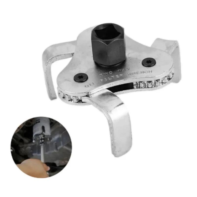 1PC Universal Adjustable Oil Filter Wrench From 2-1/2 Inch To 4.5 Inch Wrench Tool Set with 3 Jaw Uninstall Removal Key