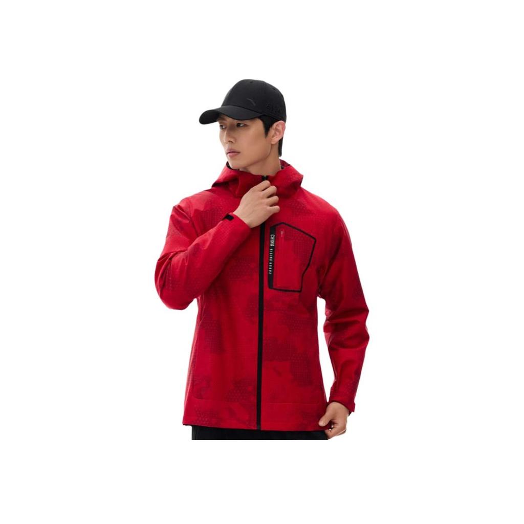 Anta All Over Print Zip Up Hooded Comfortable Breathable Versatile Sports Jacket Men Jacket Classic-Red 152517620-2