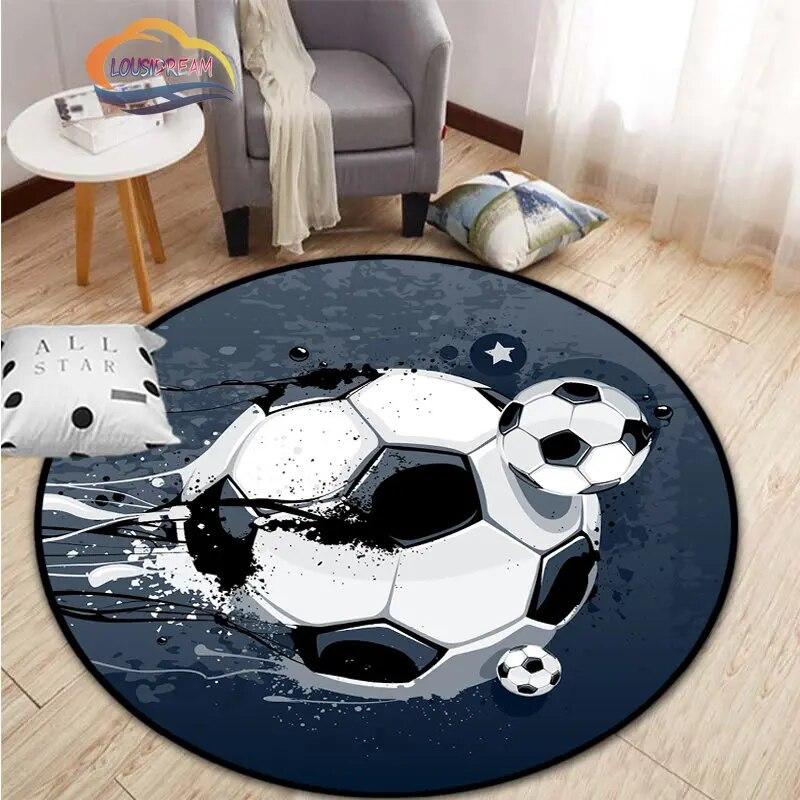 Εικόνες ποδοσφαίρου χαλί κινουμένων σχεδίων ποδοσφαίρου διακόσμηση σαλονιού στρογγυλή καρέκλα κρεβατιού χαλάκι σπίτι πόρτα εισόδου παιδιά