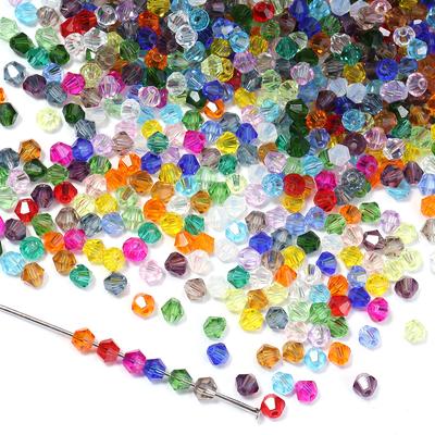 200pcs/lot 4mm Colorful Glass Crystal Beads Bicone Beads Loose Spacer Beads For Jewelry Making DIY Bracelet Necklace Accessories