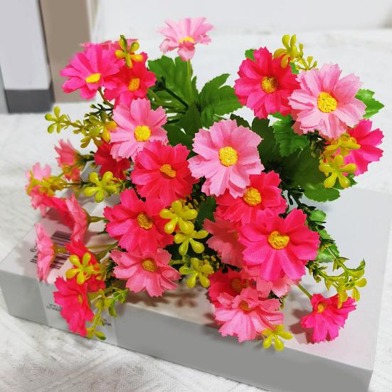 2 buc Mănunchi de margarete artificiale Flori artificiale realiste Arbuști Verdeață din plastic Flori false pentru toate anotimpurile pentru vază de interior Exterior Grădină Pridvor Jardiniere de fereastră