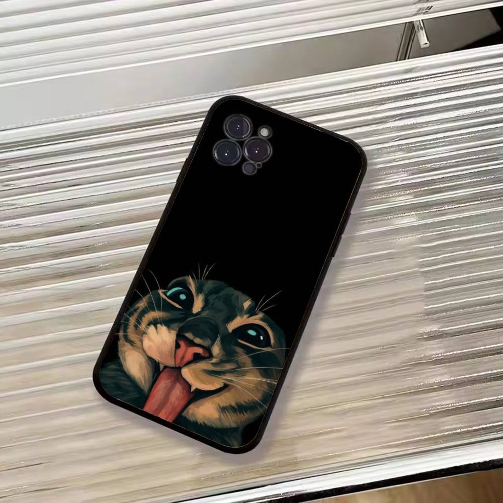 Cat Memes F-Funny Cute Phone Case For iPhone 17, 16,15,14,13,12,11 Plus,Pro Max, Others Soft Black Cover