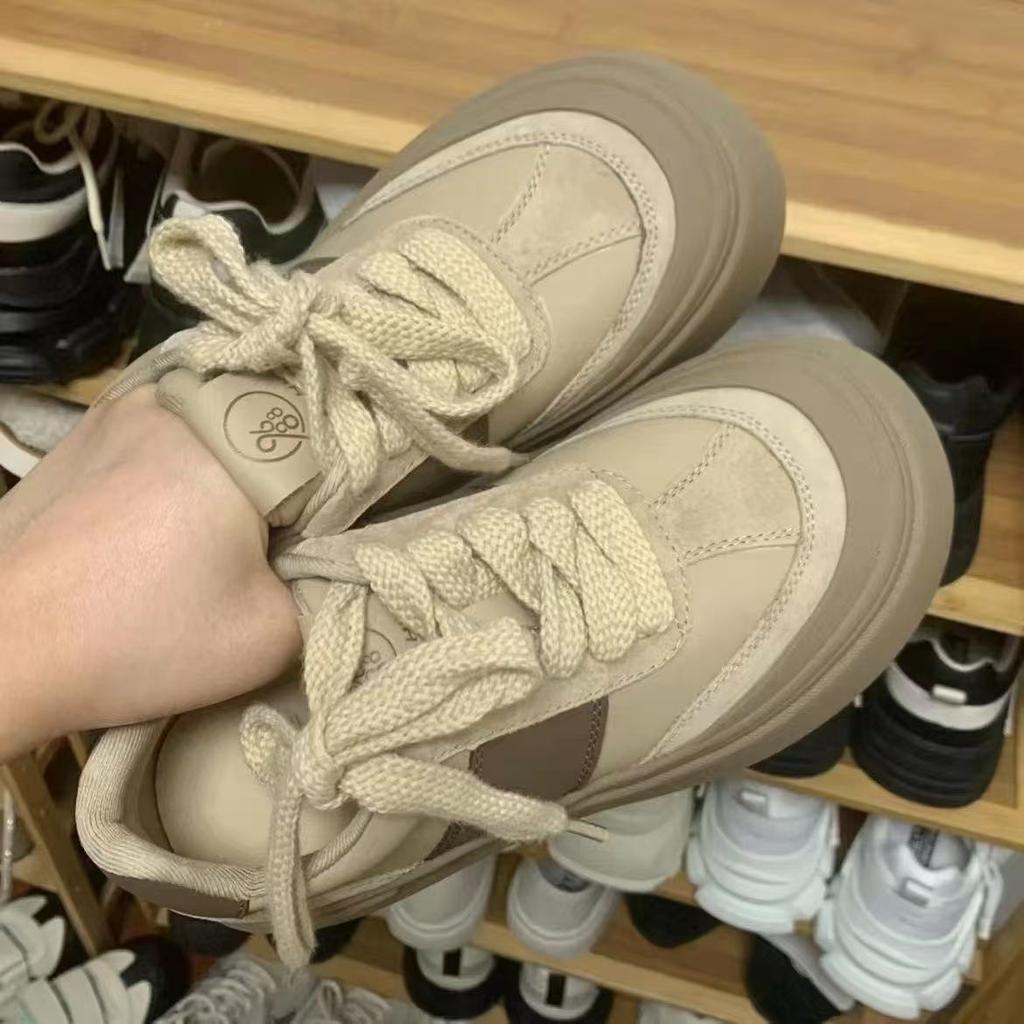 Thick-soled Heightening German Training Shoes Women's 2026 Autumn New Women's Shoes Retro Versatile Lace-up Casual Sports Shoes