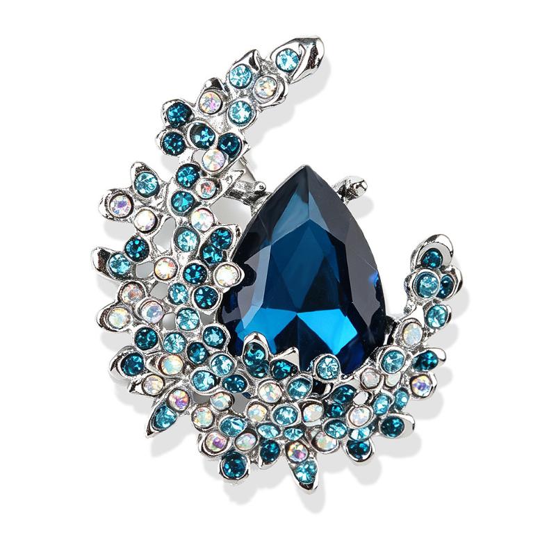 Luxury Teardrop Crystal Rhinestone Brooch Pin Women Party Wedding Banquet Clothing Decor Birthday Gift
