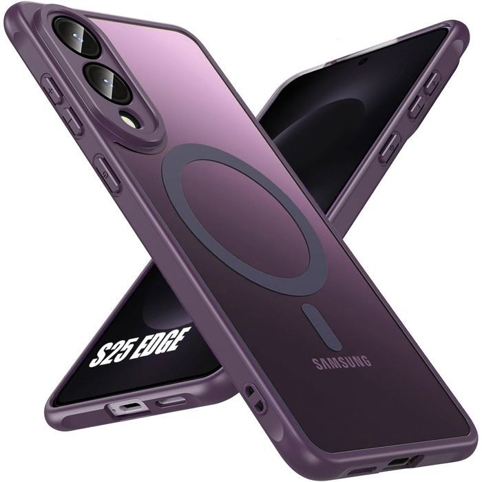 Coque de protection - BOOLING - pour Samsung Galaxy S25 Edge - Violet - Antichoc - Avec Anneau Magnétique