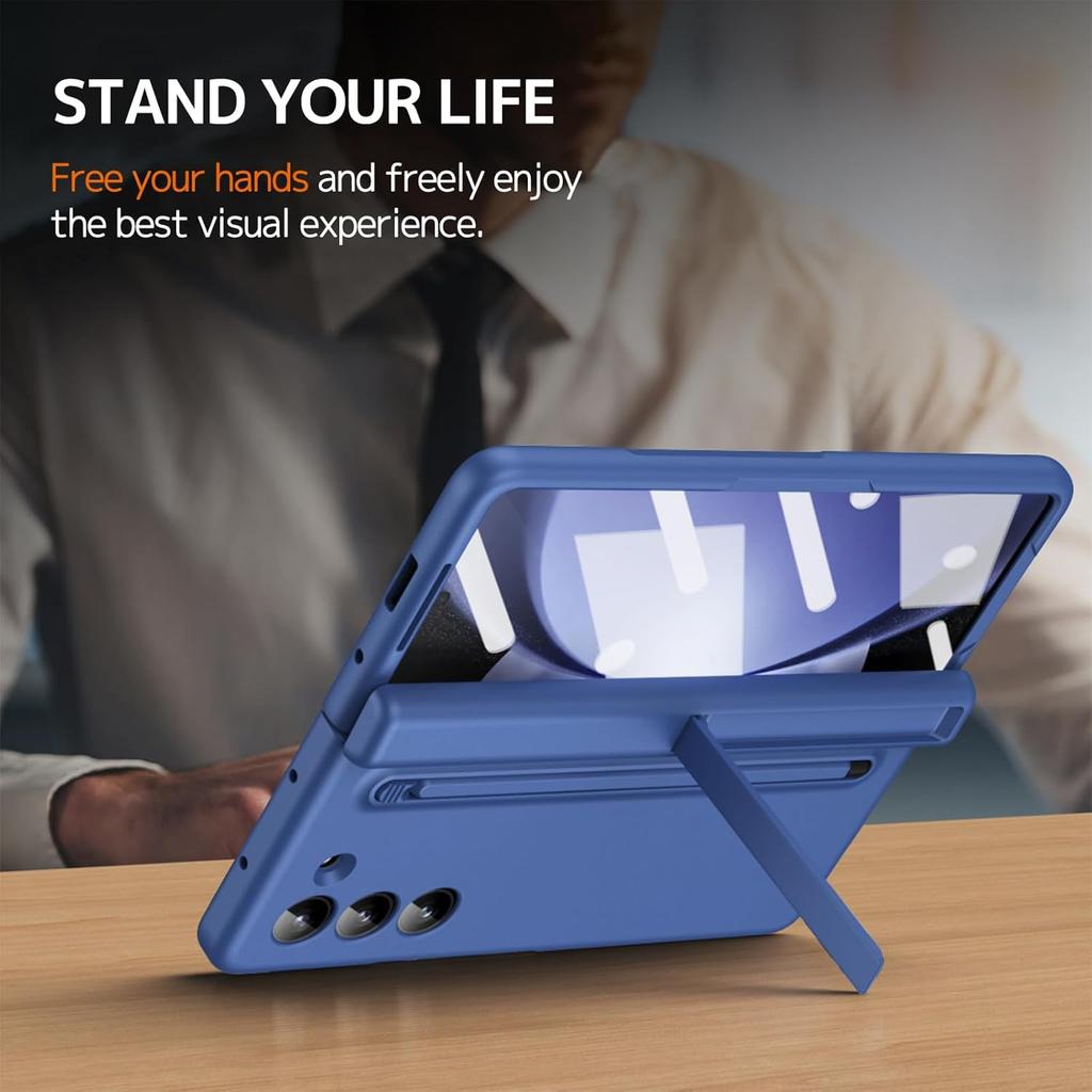 NINKI Slim Pen Case for Samsung Galaxy Z Fold 6 Case with Blue S Pen and Stylus Pen Holder & Kickstand,Hinge Case for Samsung Z Fold 6