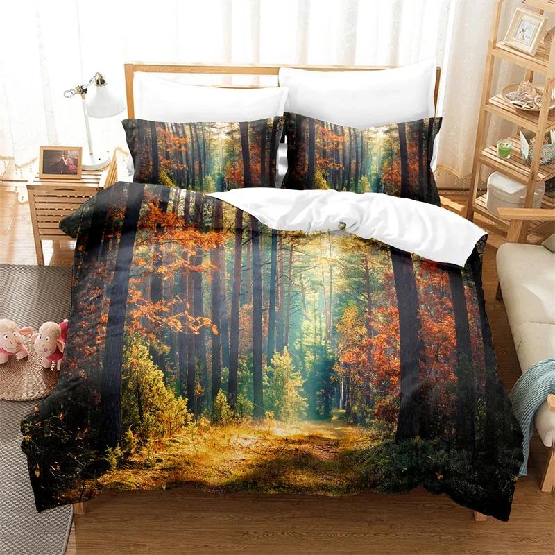 Tree Duvet Cover Set Twin Full King Mysterious Woods Bedding Set Polyester Fantasy Starry Sky Comforter Cover Forest Quilt Cover