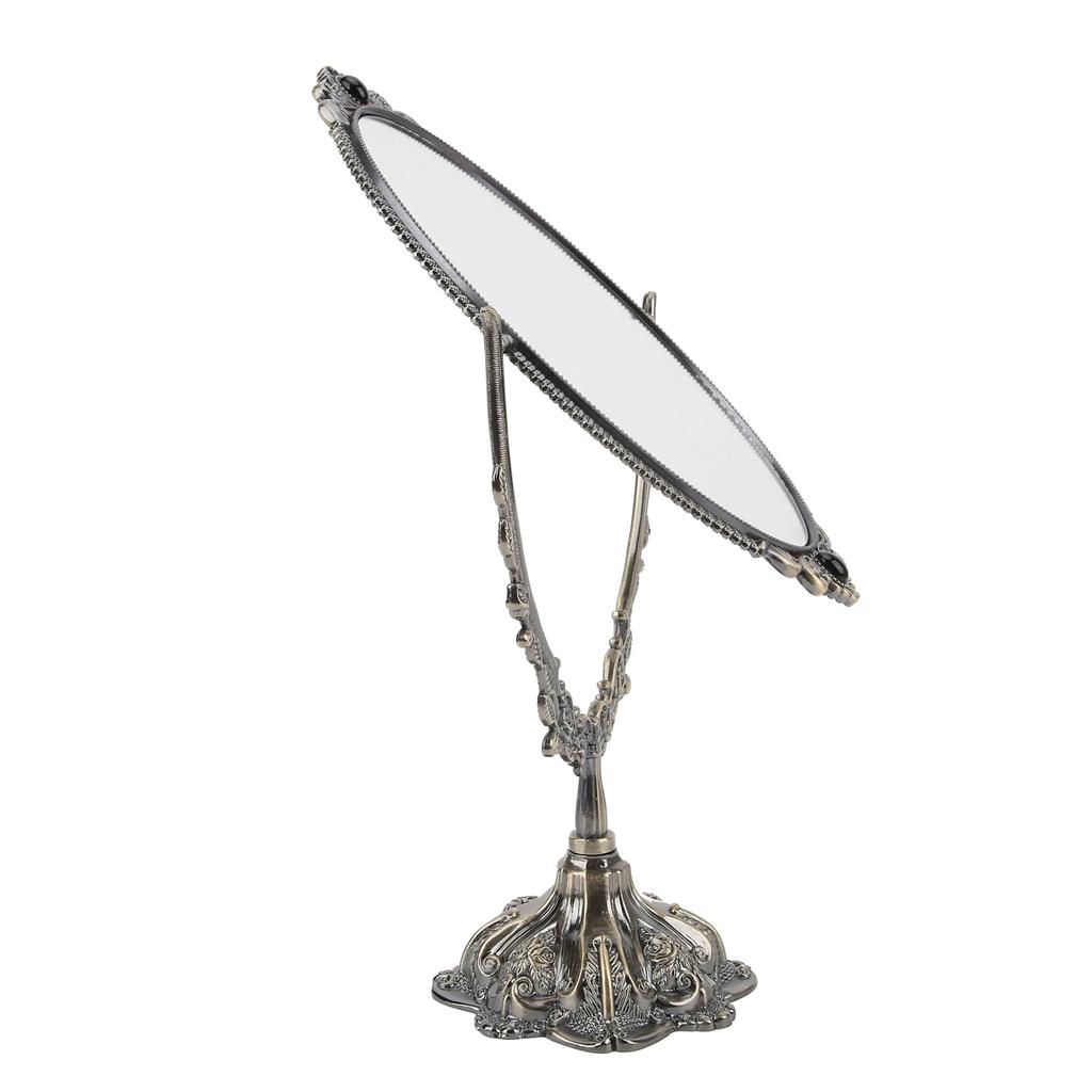 MakeUp Mirror EuropeanStyle Metal Retro DoubleSided Mirror for Bathroom Bedroom Dressing(Bronze Small )