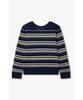 Bobeu V-Neck Striped Knit Pullover_Navy_7156350002