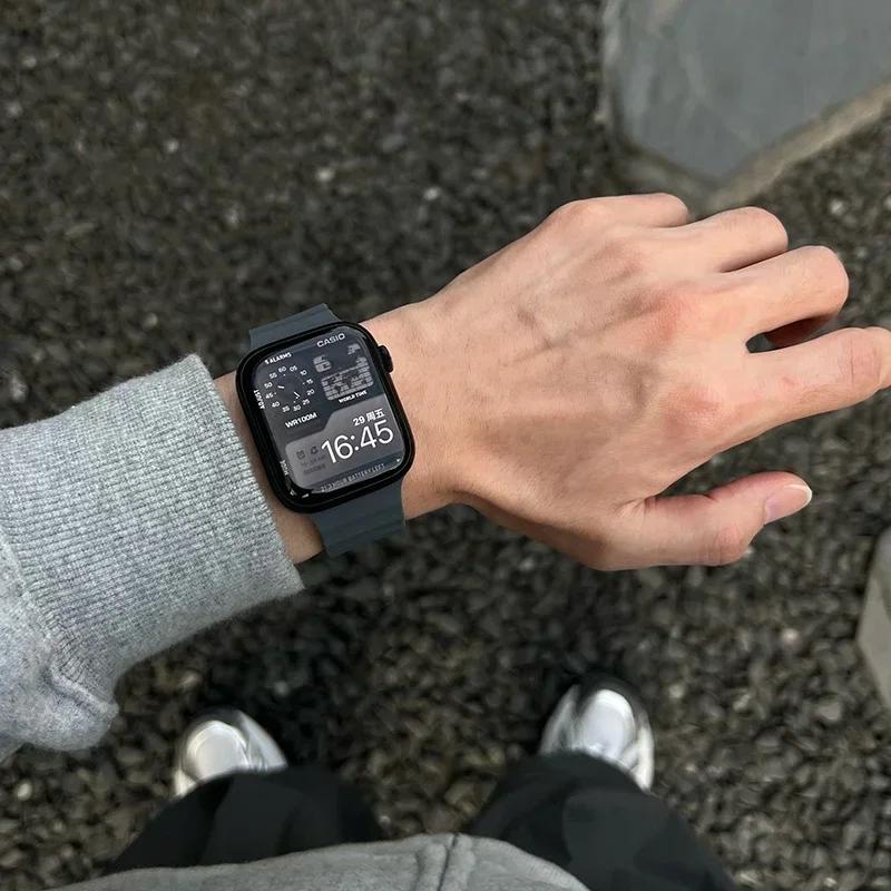 Ocean-Armband für Apple Watch 10 9 8 7 Ultra-Armband 46mm 45mm 49mm 44mm 41/42mm Silikon Magnetisches Sportarmband iWatch Series se 6