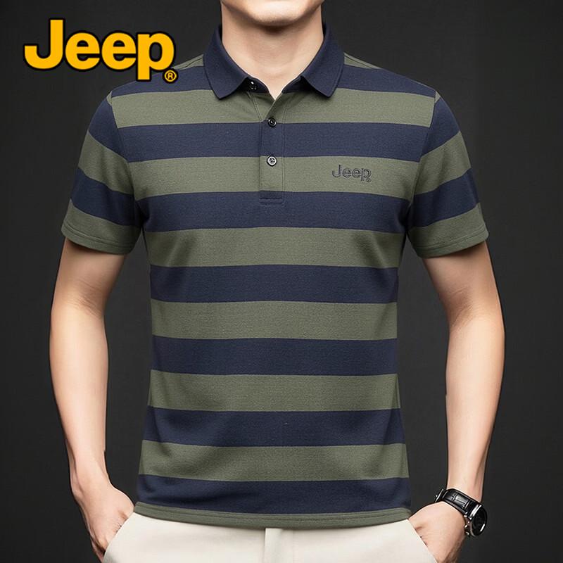 JEEP Men s Summer Wrinkle-Resistant Pearl Cotton Polo Shirt 3XL
