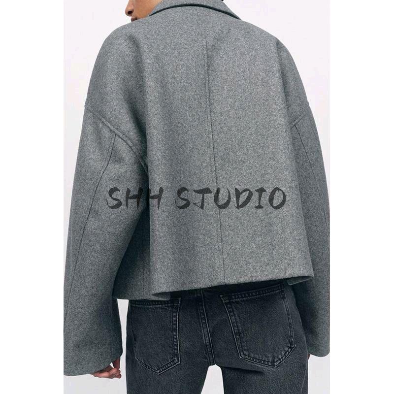 Spring New Women's Clothing French Design Single Row Multi-Buckle Long Sleeves Lapel Short Jacket Outwear 3736041