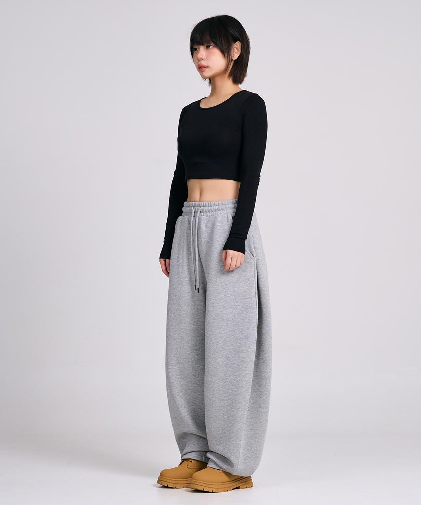 Osillos D19 Straight Side Pintuck Balloon Sweatpants_Melange