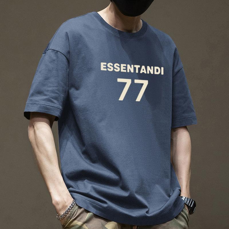 Cotton Short Sleeved T-shirt Men's Summer Trendy Printed Round Neck Shirt Loose Trendy Breathable T-shirts