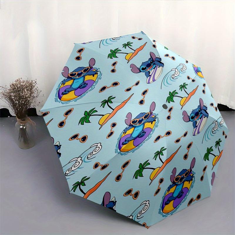 Disney Stitch,Beach Automatic Opening and Closing Umbrella   Suitable for all occasion and business umbrella, unisex portable tri fold small