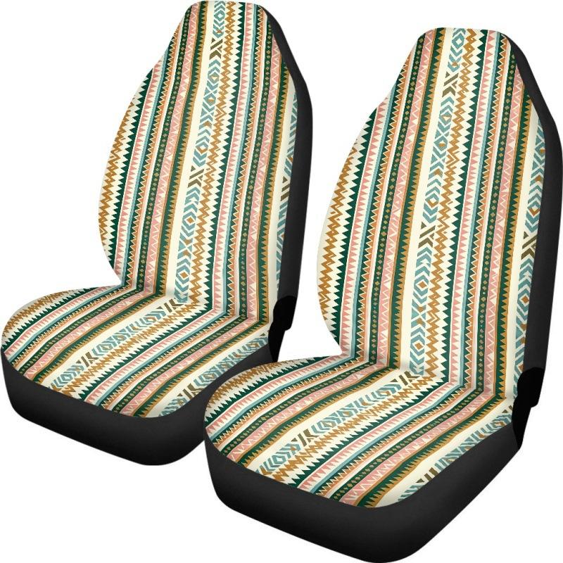 Car Universal Seat Cover Elastic Polyester Cloth Tribe Geometric Pattern Car Seat Cover