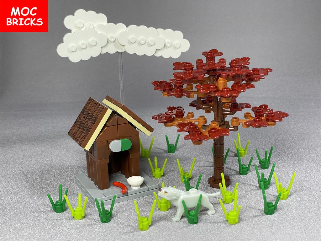 MOC Cihličky Vesnice Farma Zeleninové Pole Sad Scéna Zvířata Rostliny Kvočinec Model Figurky Stavebnice Hračky Dárky