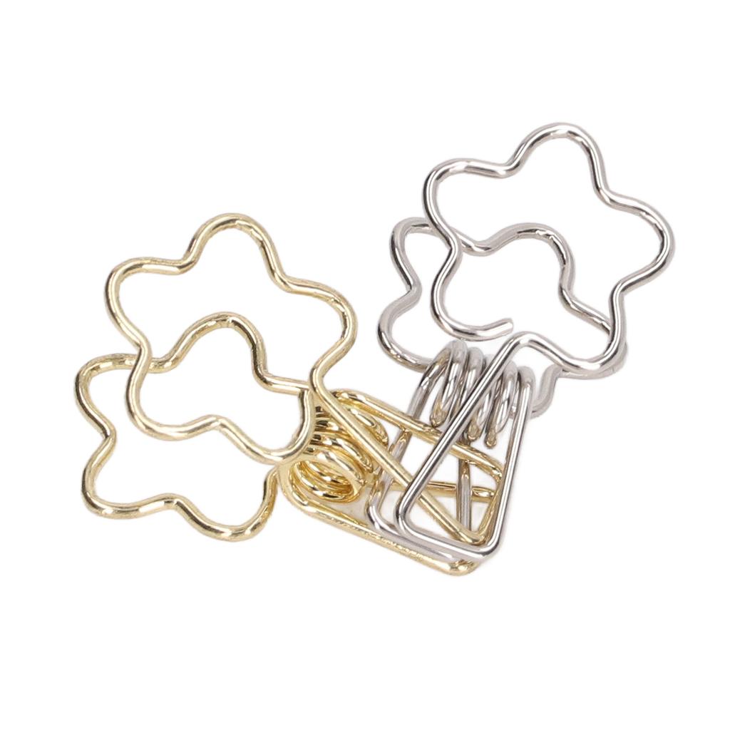 100pcs Binder Clips Gold Silver Flower Shape Metal Hollowed Long Tail Clips Paper Clamps for Office Document