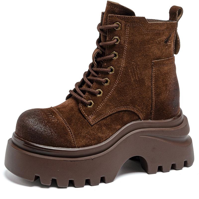 

Martin boots inner height increase women s shoes autumn and winter new leather boots 10CM shoes platform casual shoes short boots tide A5057 34