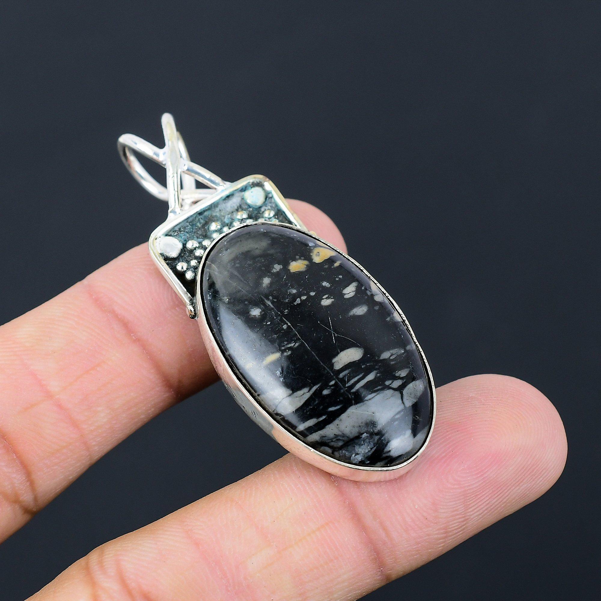 Mothers day Deal Picasso Jasper Gemstone Birthday Pendant 925 Sterling Silver