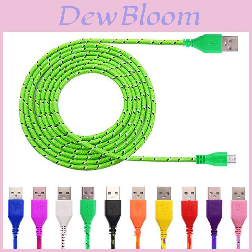1m 2m 3m Nylon Braided Micro Usb Cable Charger For Android Iphone Phone Mobile