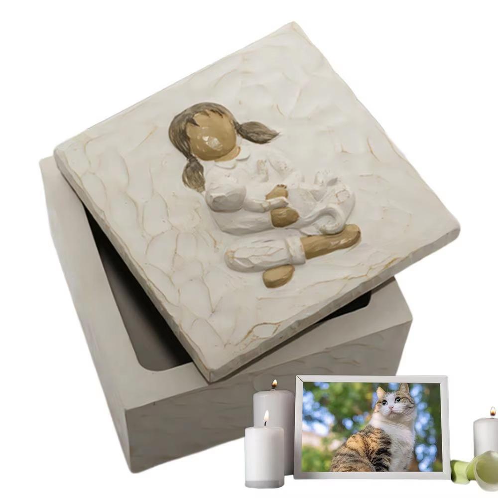 Cartoon Pet Coffin Box Universal Cat Memorial Box Creative Resin Pet Urn  Pet Supplies
