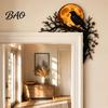 Seasonal Home Ornaments Halloween Raven Moon Door Corner Decor, Spooky Dead?Tree Crow Wall Hanging Gothic Aesthetic Gifts Ornament, Mystical