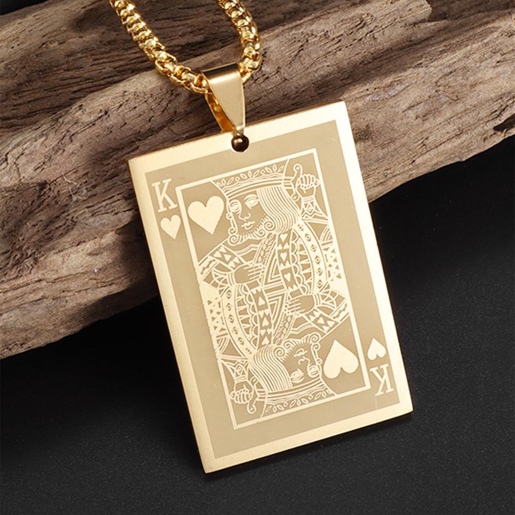 Exquisite Luxury Poker Card Spade A Pendant Stainless Steel Necklace Casino Lucky Accessories Party Jewelry Gift