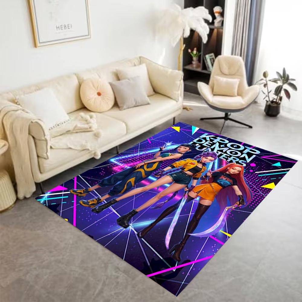 Neon Fashion Showdown Area Rug Design for Dining Room Game Room Playrooms Study room Anti-slip Rug Anime Office Decor