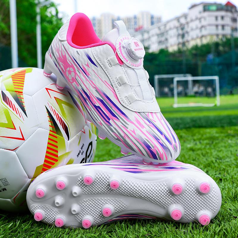 Fotbollsskor för barn med roterande spänne och dobbar Fotbollsskor för pojkar Barns fotbollsskor Konstgräs Fotbollsskor