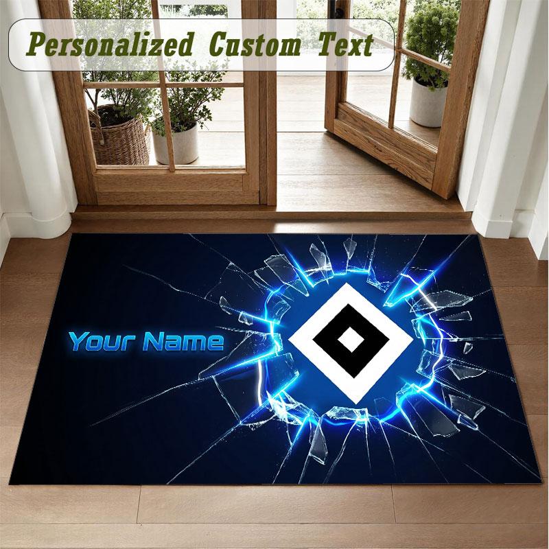 Crystal Velvet Square Rug Custom NameHamburger SV Pattern Non Slip Home Floor Decor Rug