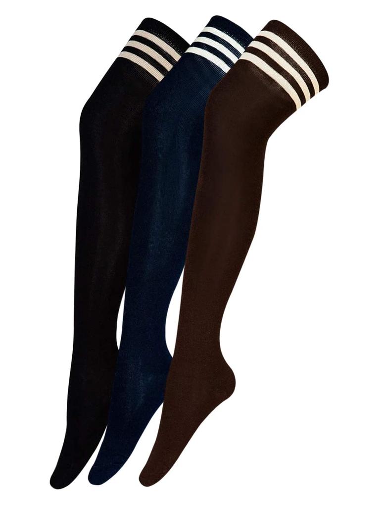 Thigh Warm Stockings [Euyqs] Over-the-knee Socks, Knee-High (#10 Black/Brown/Navy)