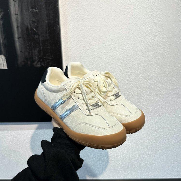 Cowhide Version~ Maillard Wind and Moral Training Shoes Women's 2025 New Spring and Autumn School Shoes Flat-bottomed Running Casual Board Shoes