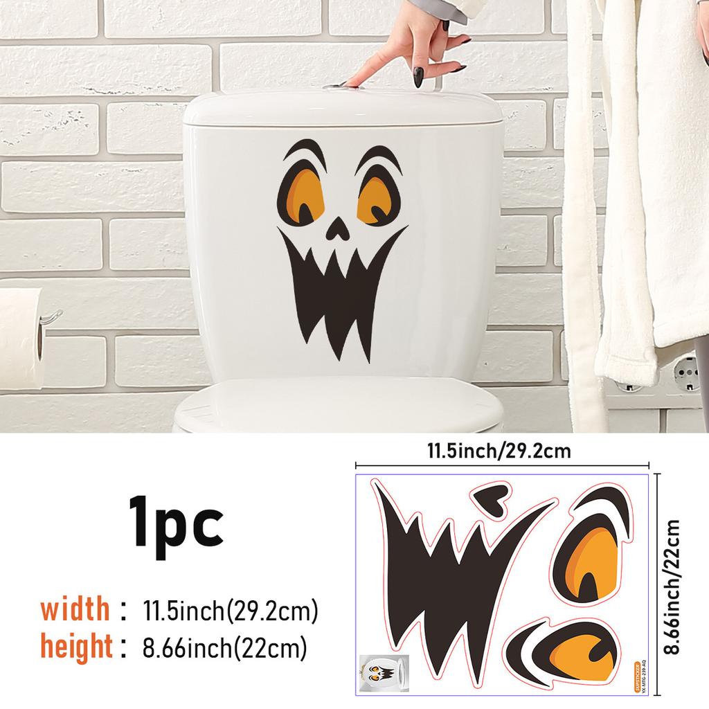 Halloween Toilet Sticker Horror Funny Sticker Self-Adhesive Decorative Sticker Toilet Toilet Lid Sticker