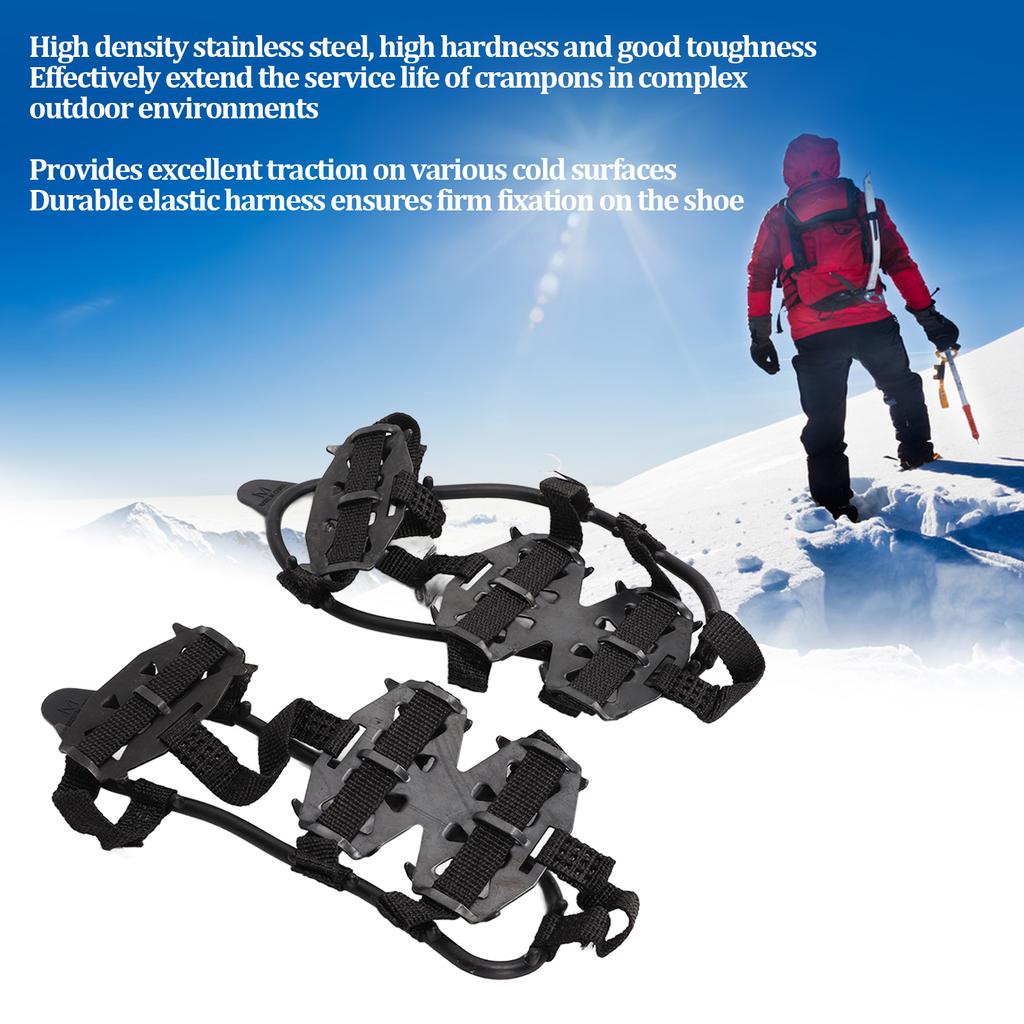 1 Pair 24 Teeth Climbing Crampons Stainless Steel Antiskid Outdoor Snow Ice Shoe Covers