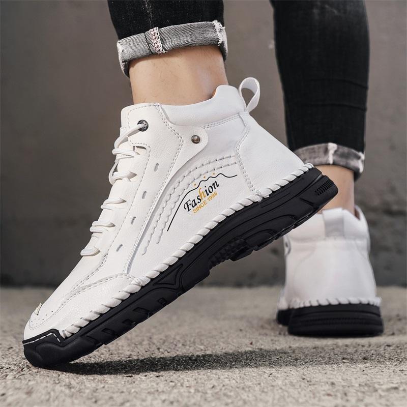 Men's High-top Leather Boots Casual Sneakers Outdoor Shoes