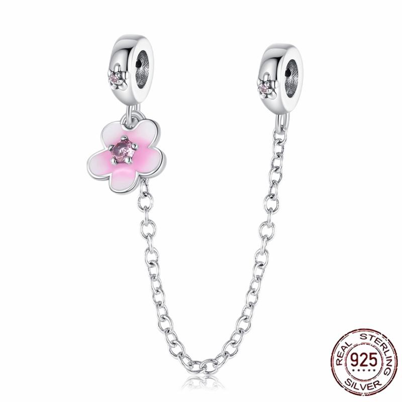 Stříbrný Křišťálový Pavé Bezpečnostní Řetízek Pevný Klip Pramen Přívěsek Vhodný pro Ženy Náramek Stříbrné Šperky Párty Narozeninový Dárek